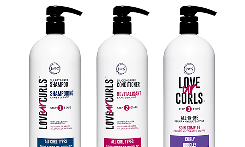 Love Ur Curls shampoo and conditioner bottles